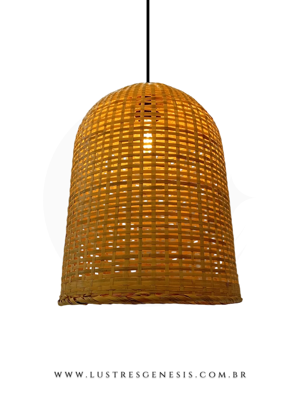 Luminária pendente de bambu em formato de cesto, estilo moderno, ideal para mesas, balcão de cozinha, área gourmet ou sítios.